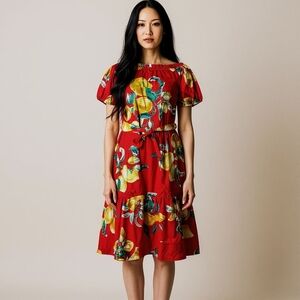 Flying Tomato Anything Woven Ankle Red Dress Lemons Women Size M NWT